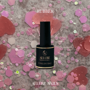 Rubber Base Rosa Glitter Cuori San Valentino o3 Allure Nails